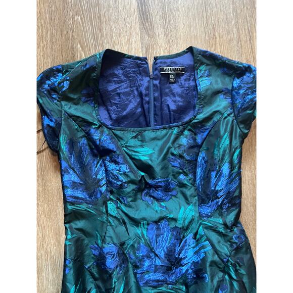 Peruvian Connection Emerald Green Blue Floral Dress US 8 - Picture 4 of 11